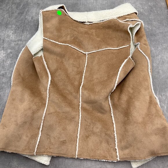 Panhandle Powder River Vest Women Large 44" Brown Ivory Sherpa‎ Open Casual - Picture 8 of 11